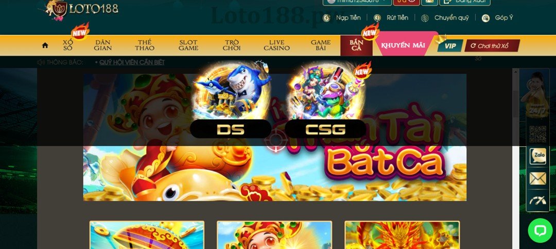 giao diện bắn cá tại loto188